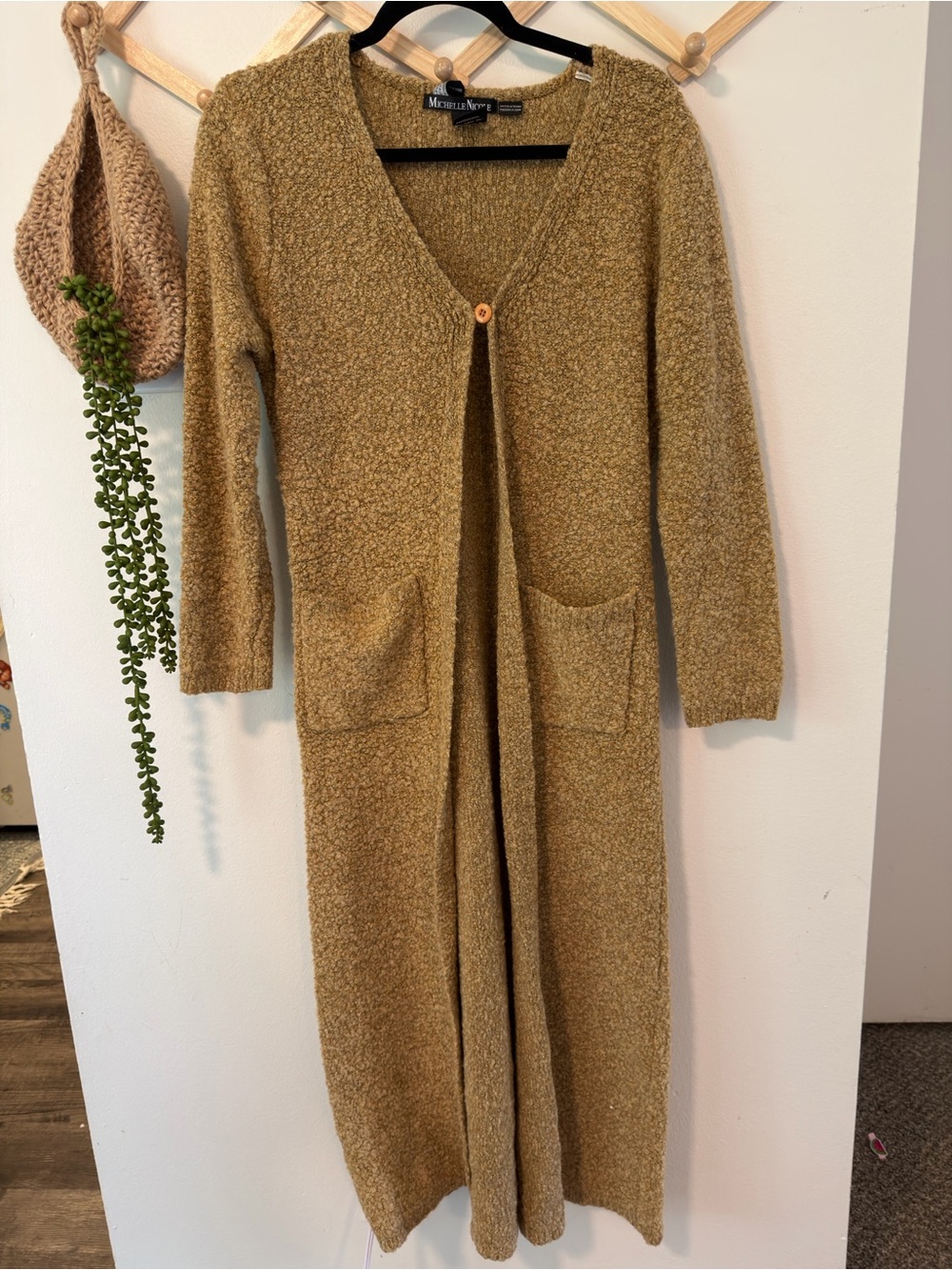 Michelle Nicole Longline Cardigan Size M Tan